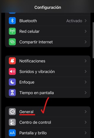 configuracion general iphone